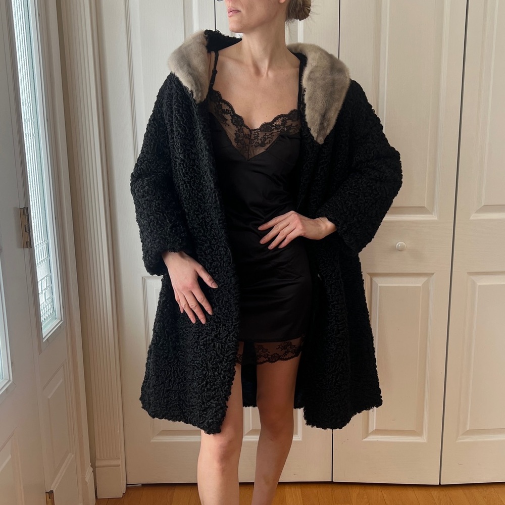 1950’s Lamb Fur Coat with Mink Collar